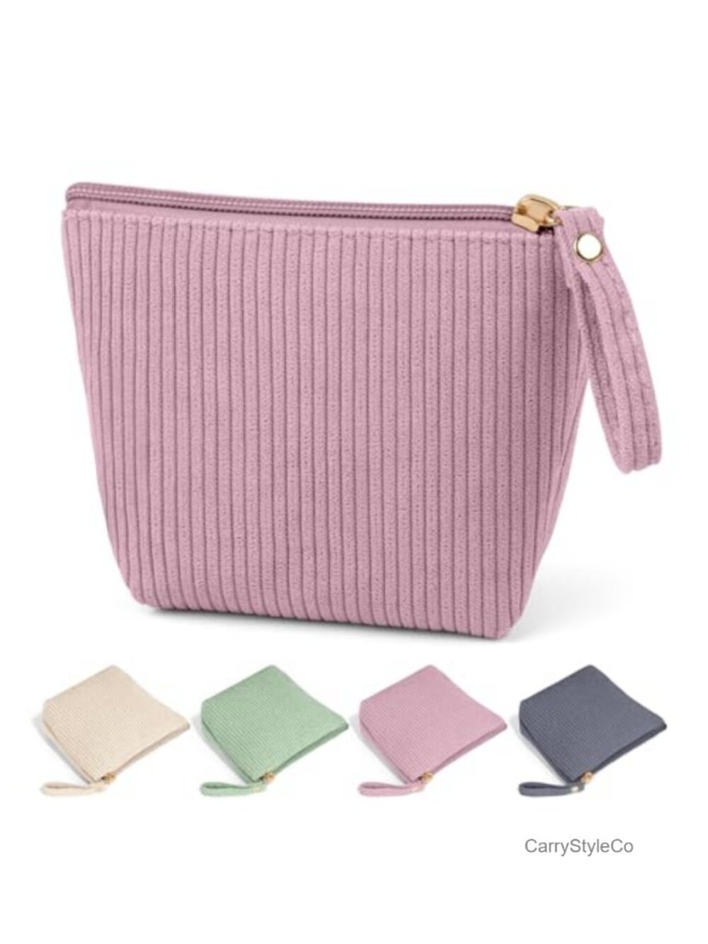 Corduroy Mini Makeup Bag Pouch with Zipper Travel Cosmetic Organizer Purse